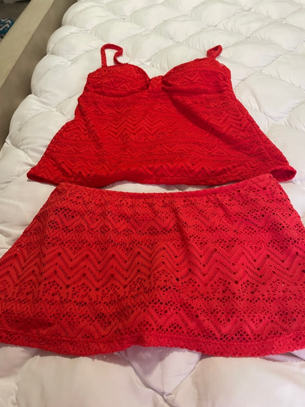 Catalina Red Swim Skirt with Attached Brief